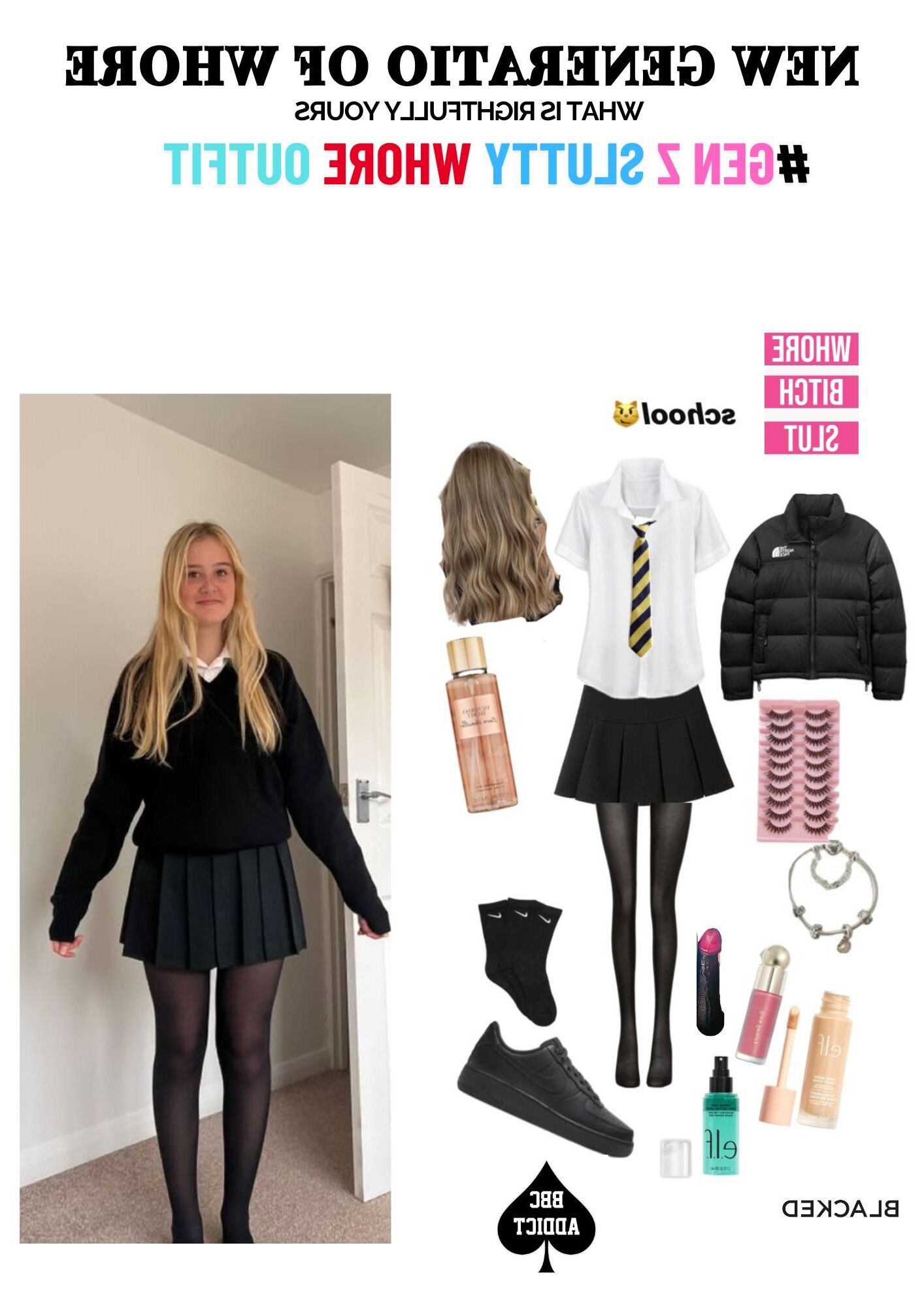 SCHL UNIFORM #GEN Z SLUTTY WHORE OUTFIT