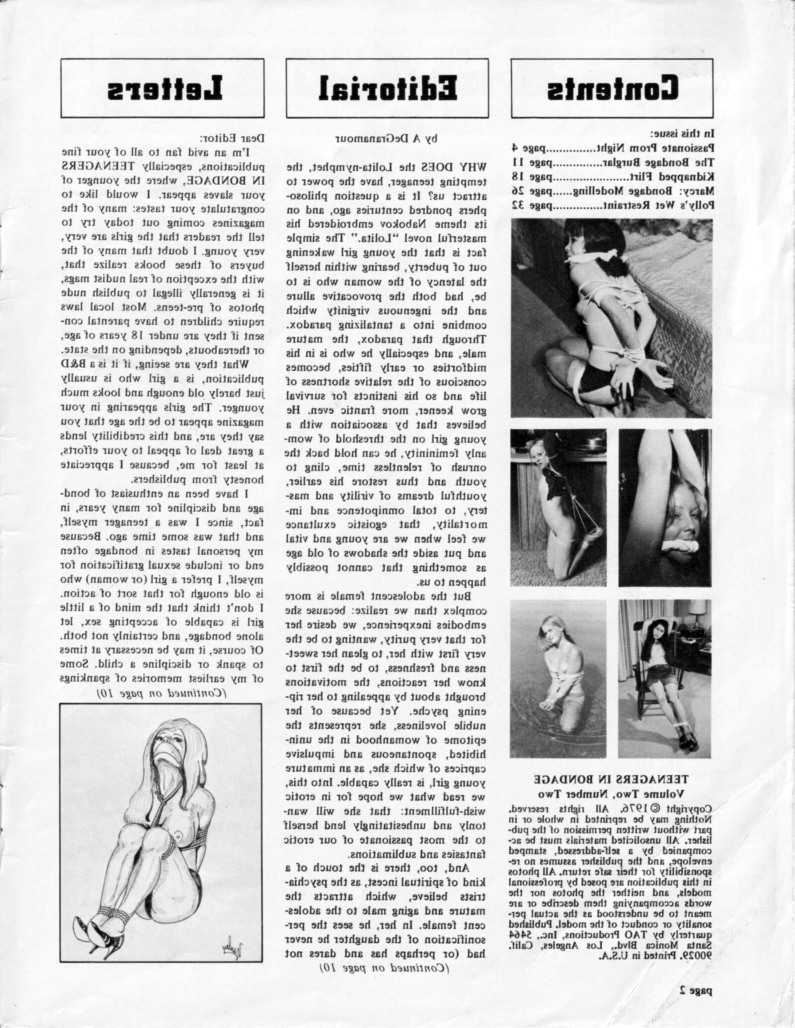 Vintage Bondage Magazine Teenagers in Bondage