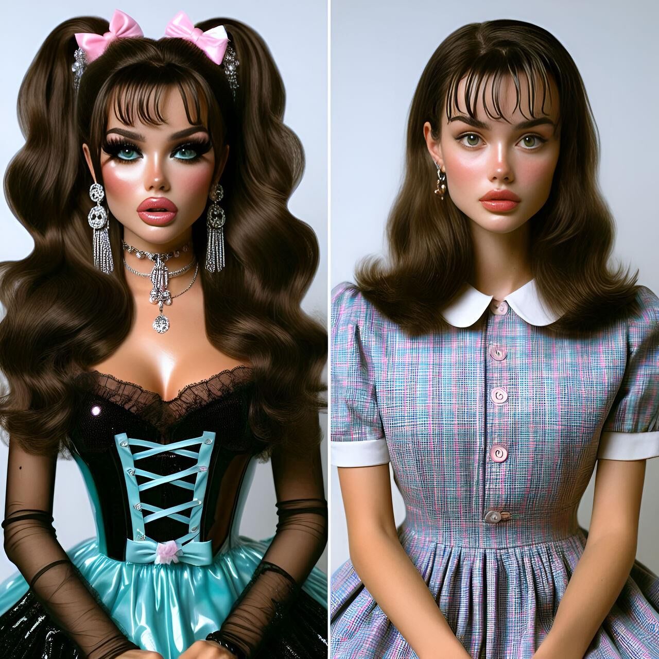 ULTRA FEM AI ART Slutty made up dolls