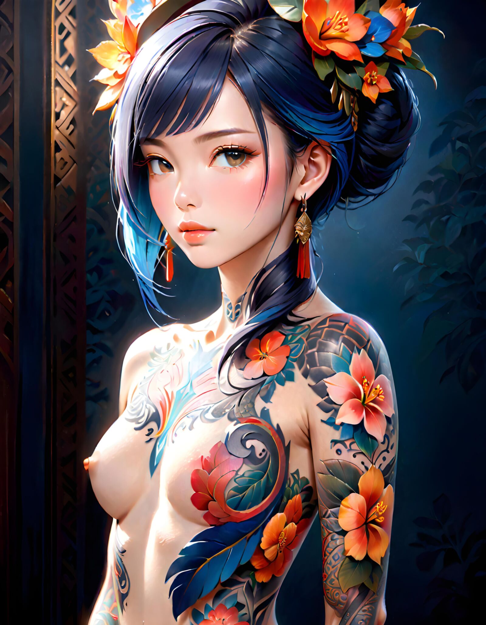 Fille anime tatouée