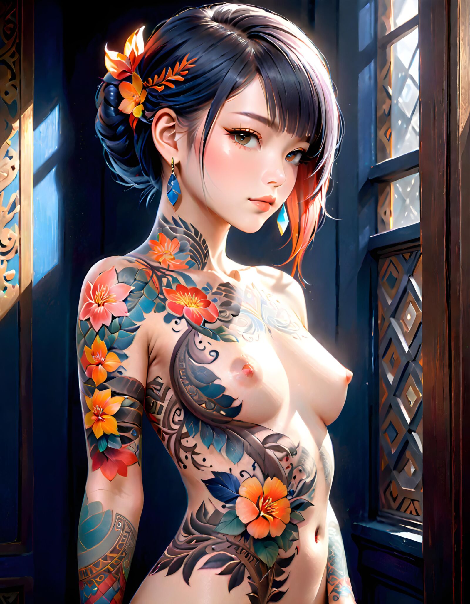 Fille anime tatouée