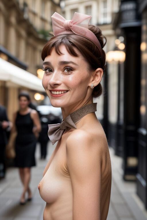 Mujer elegante y elegante parpadeando en público en la ciudad