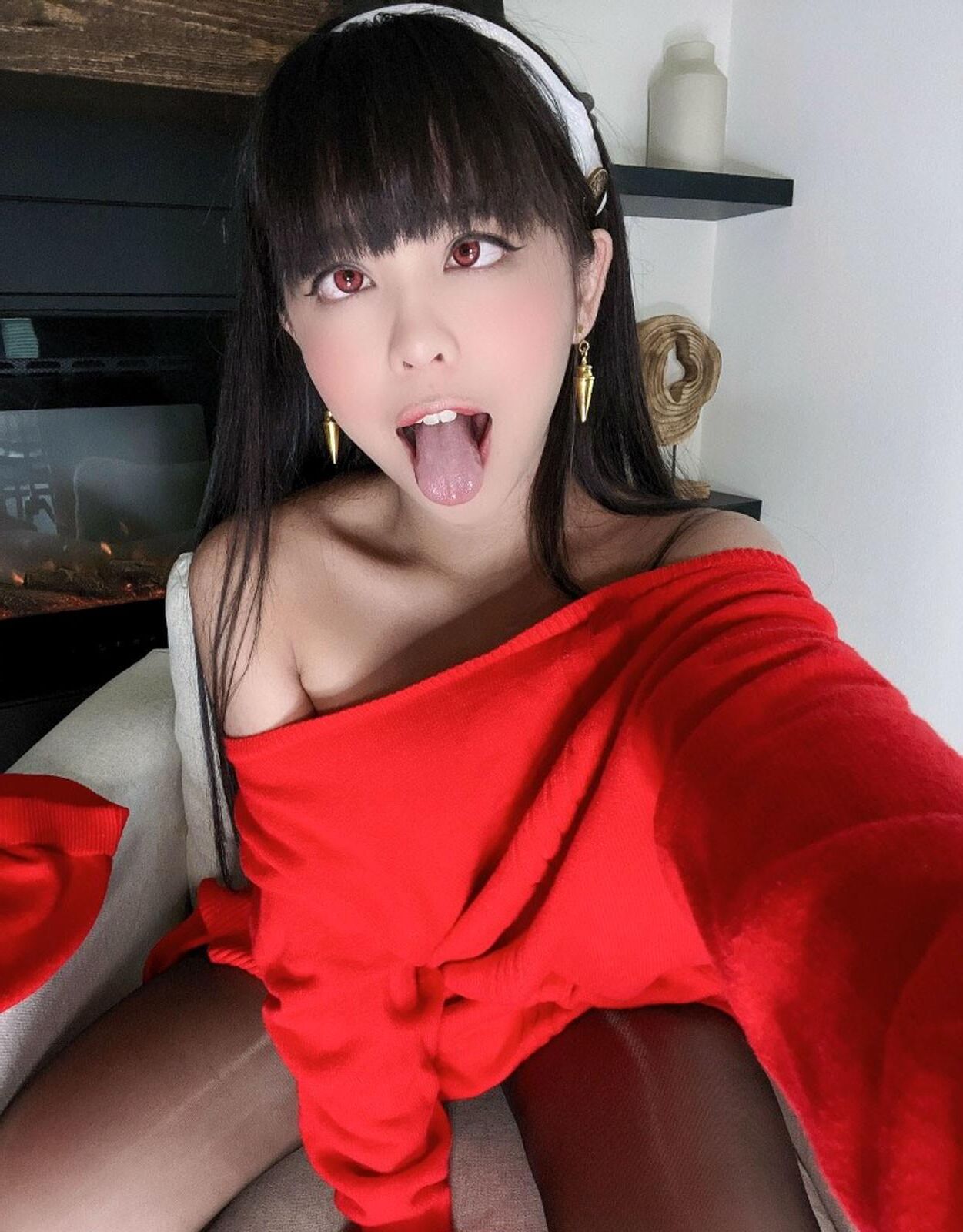 Kitty Kum Pretty Chinese American in a Dress and Pantyhose