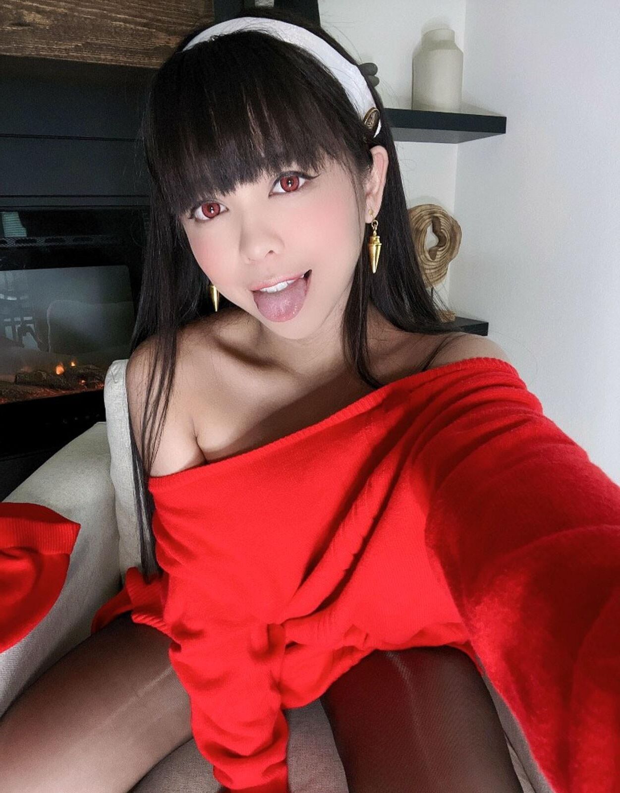 Kitty Kum Pretty Chinese American in a Dress and Pantyhose