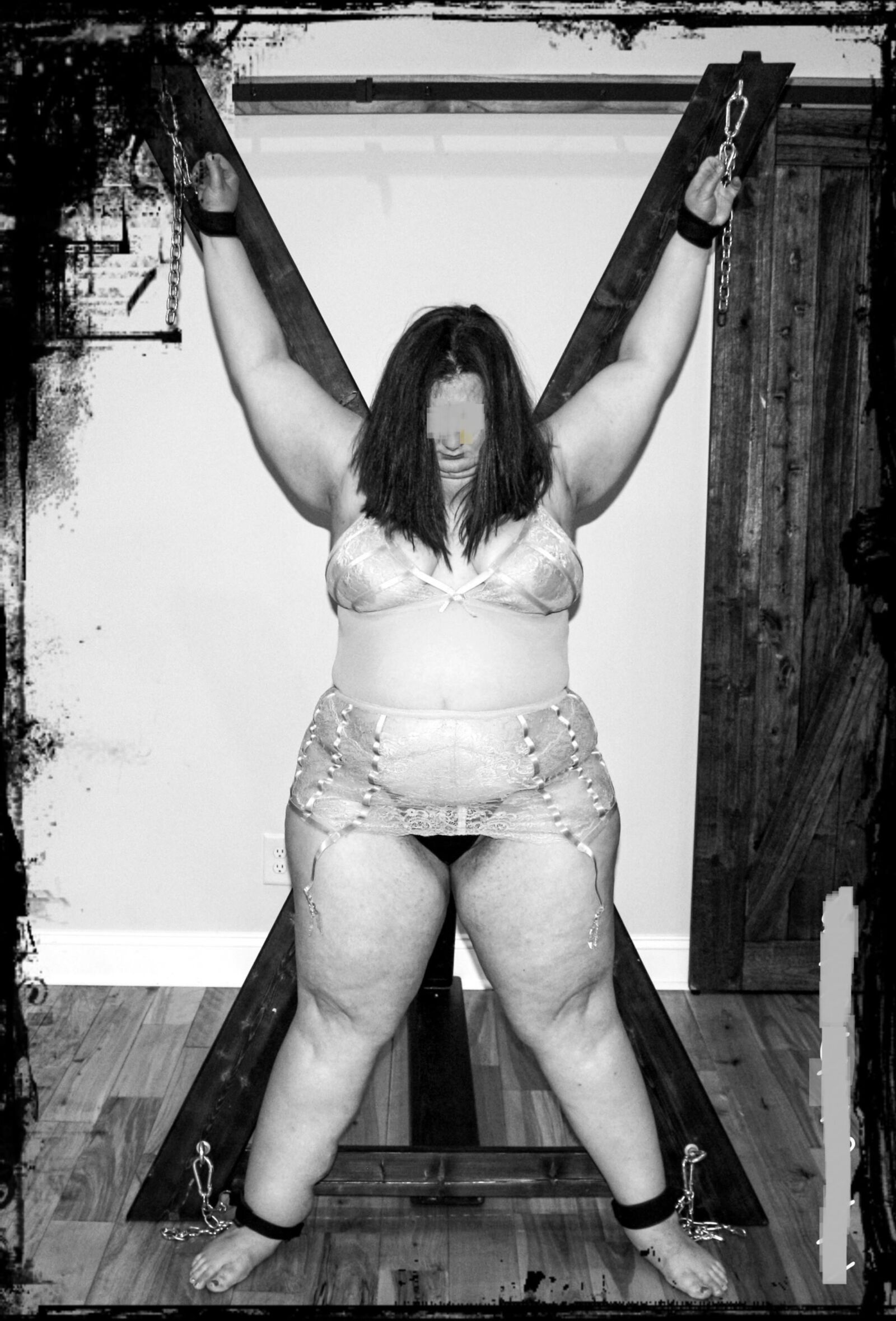 chained on the cross used by a Master and his slave
