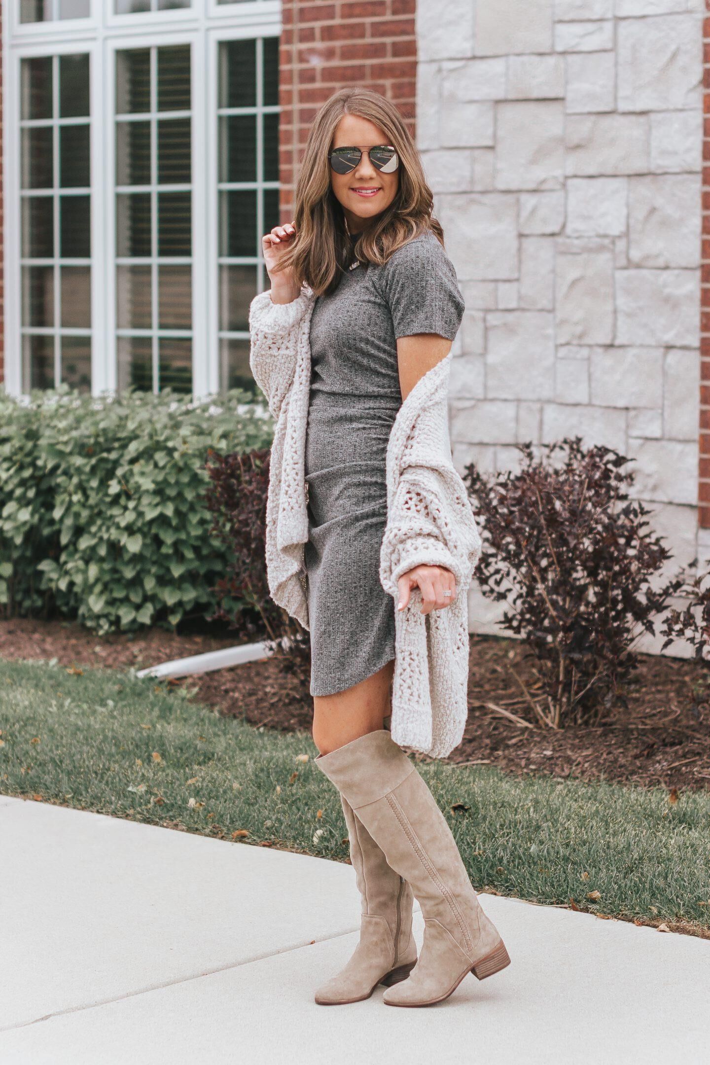 Sweater dress and boots