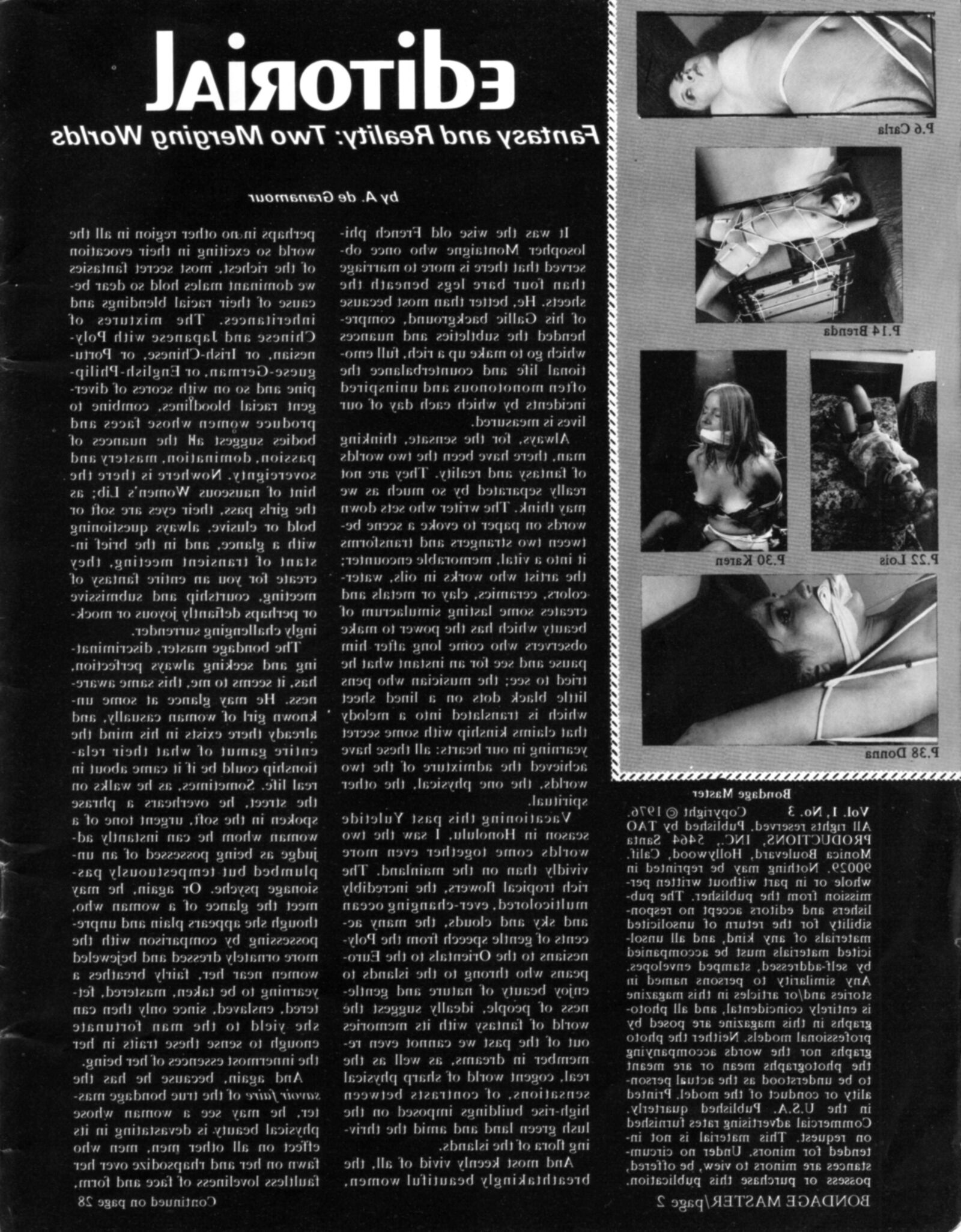 Vintage bondage magazine Bondage Master 
