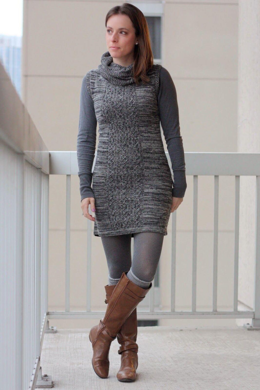 Sweater dress and boots