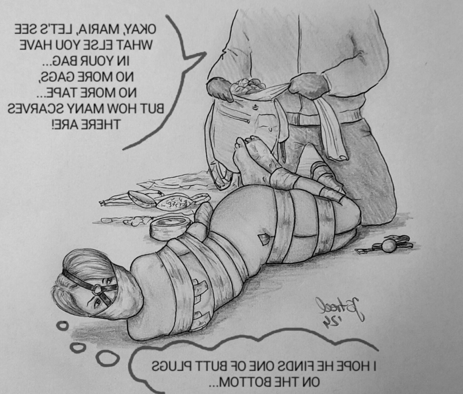 Bondage Cartoon & D women in BDSM troubles 