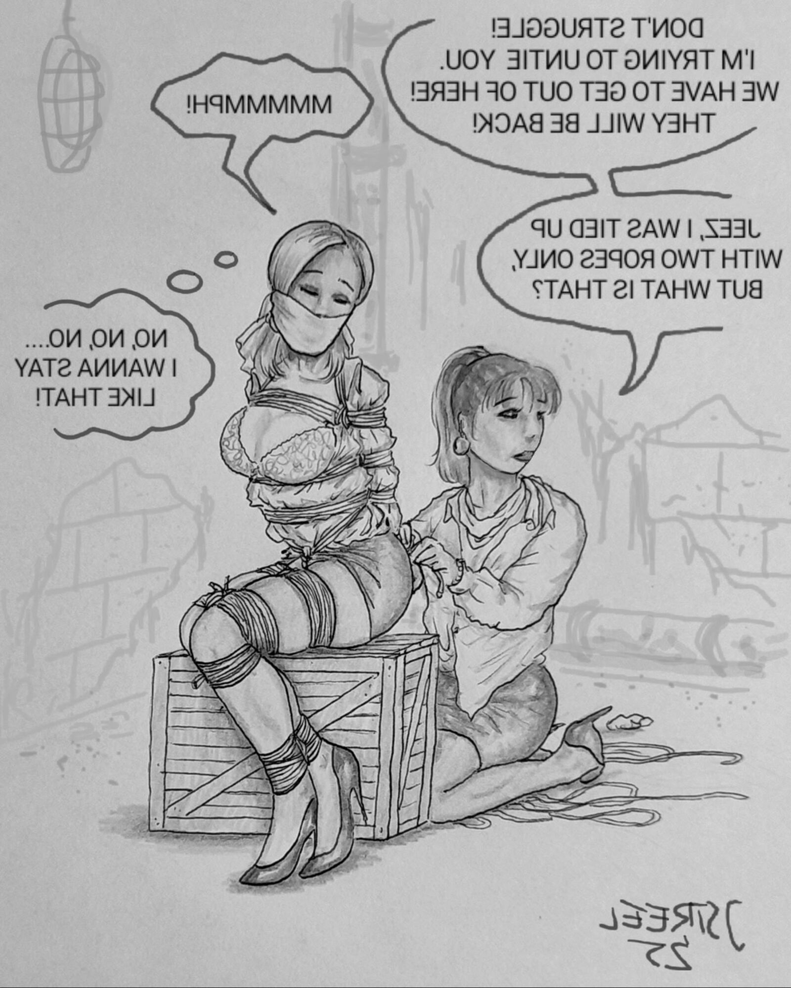 Bondage Cartoon & D women in BDSM troubles 