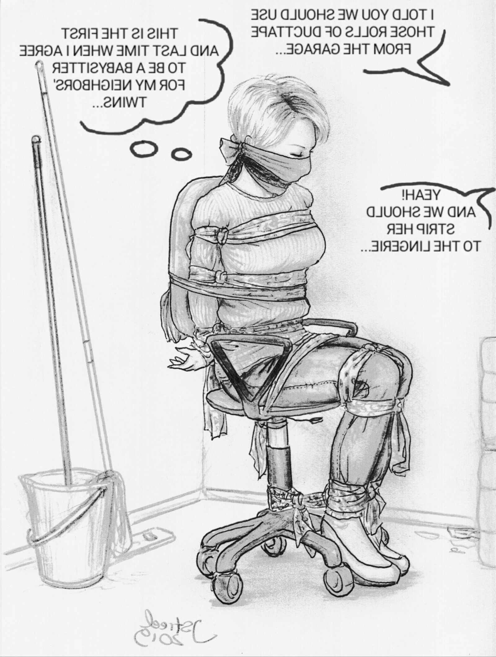Bondage Cartoon & D women in BDSM troubles 