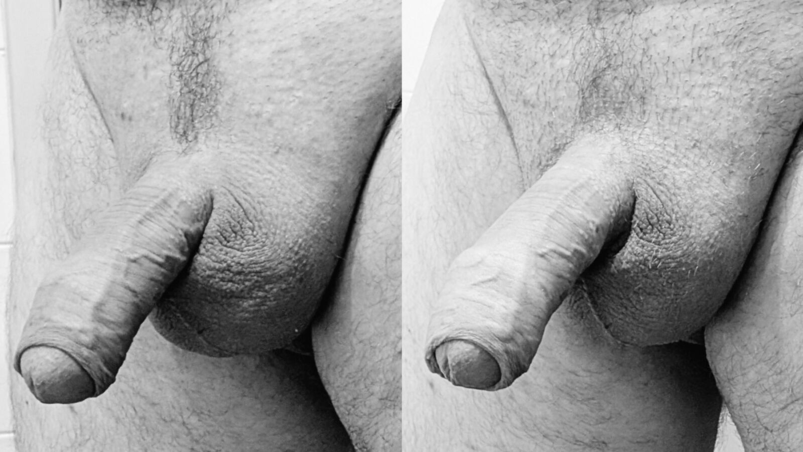 Vor und nach der Rasur in der Dusche