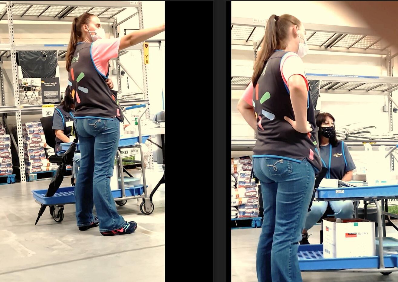 Trietral incrível neste trabalhador do Walmart