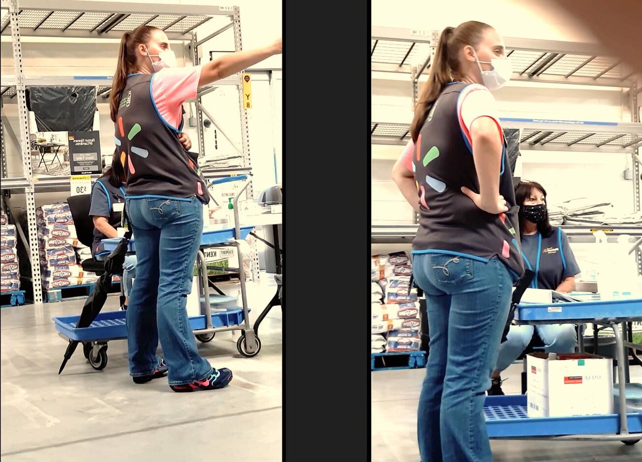 Trietral incrível neste trabalhador do Walmart