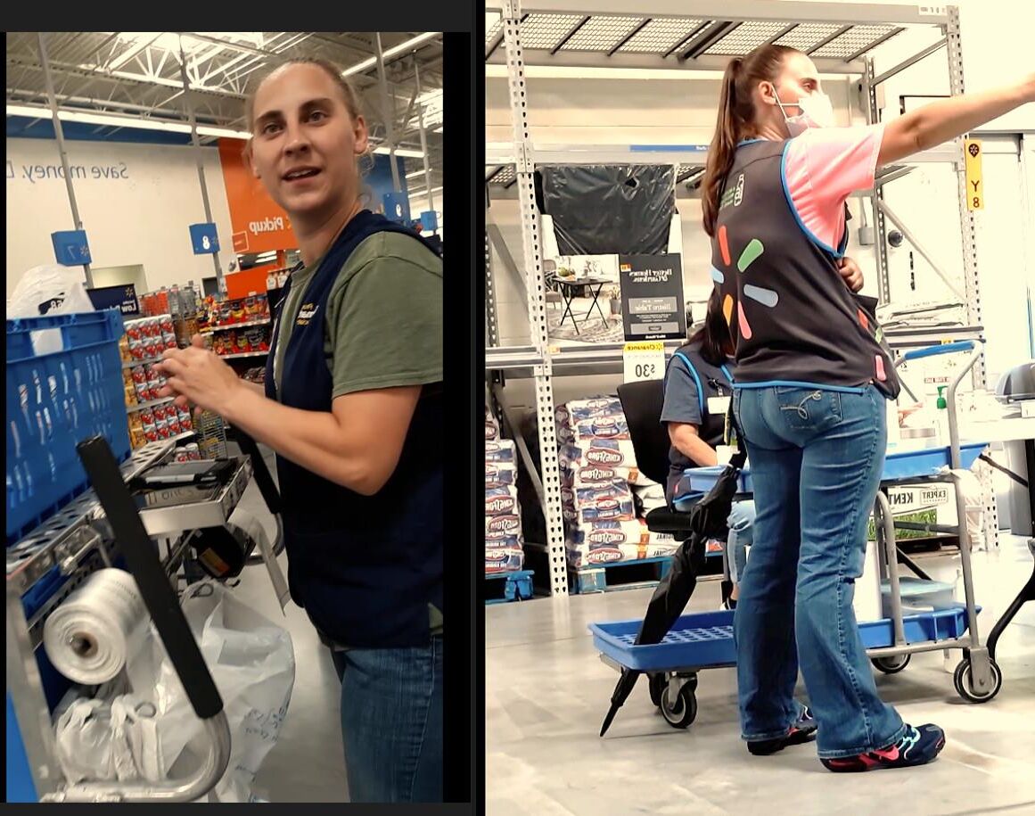 Trietral incrível neste trabalhador do Walmart