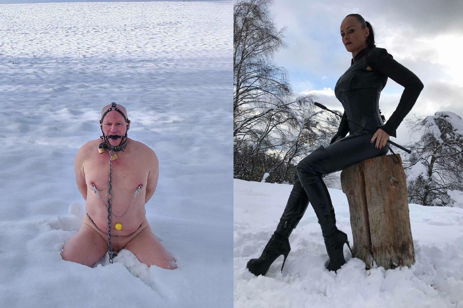Escravo ao ar livre de neve de inverno
