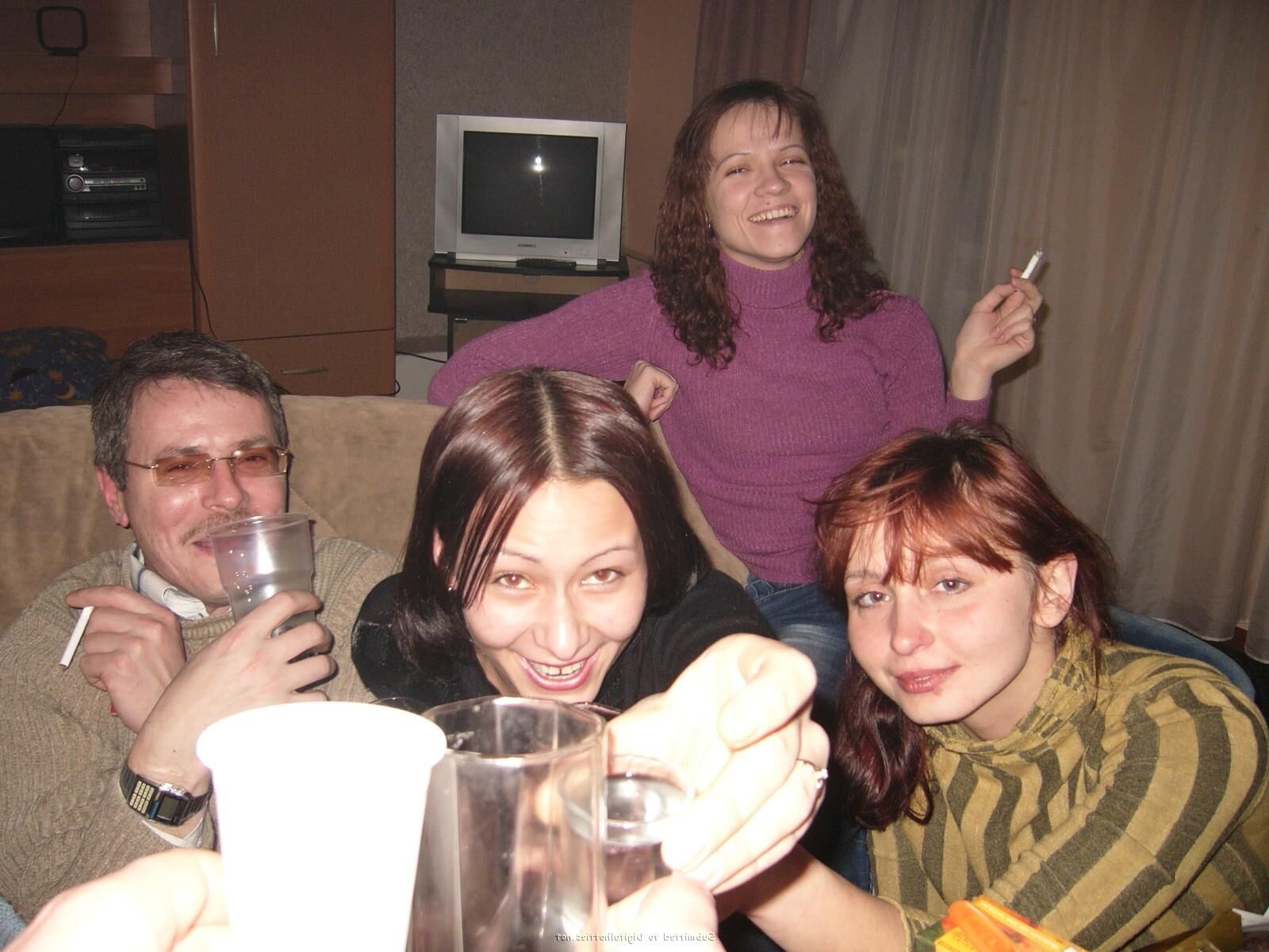 Russian party sex in sauna