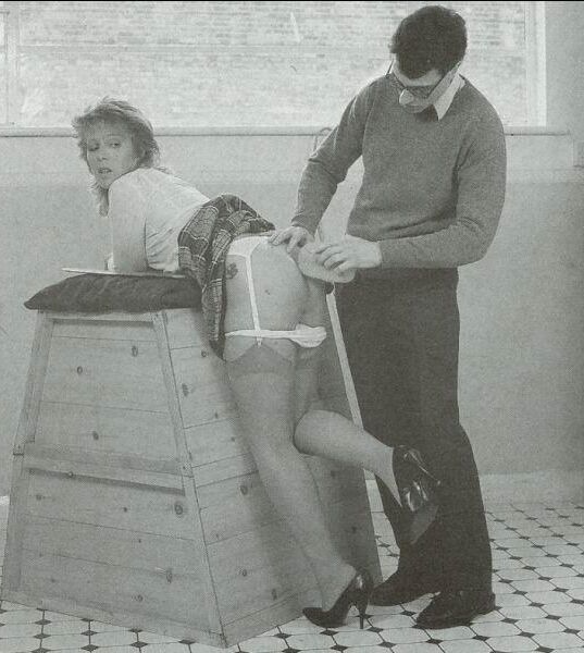 Retro Spanking Blushes picture set wooden exercise horse