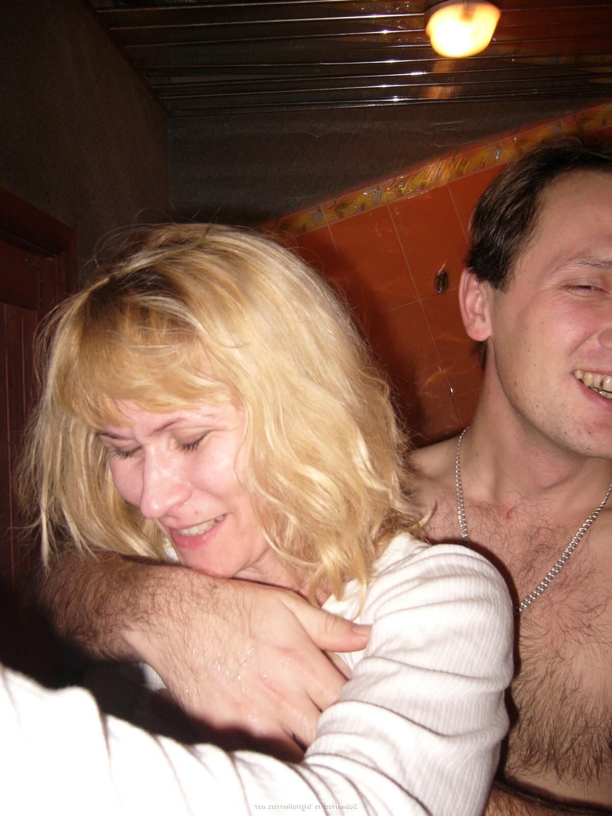 Russian party sex in sauna
