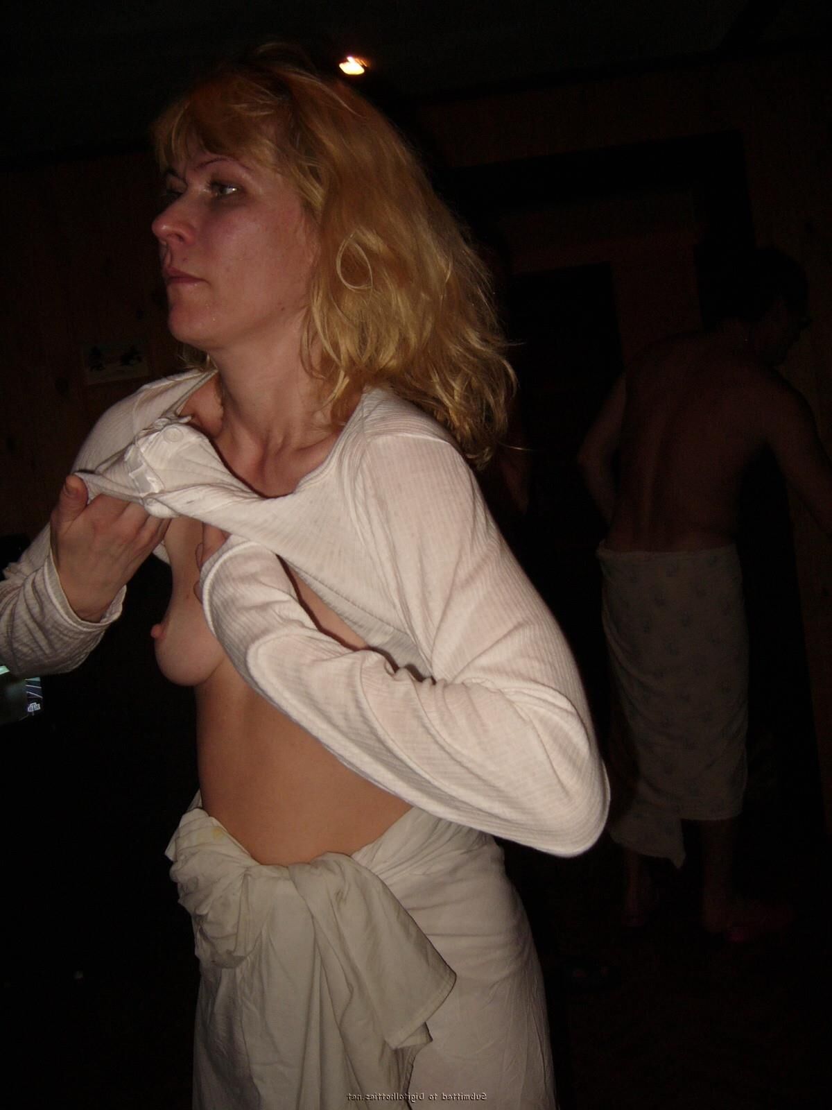 Russian party sex in sauna