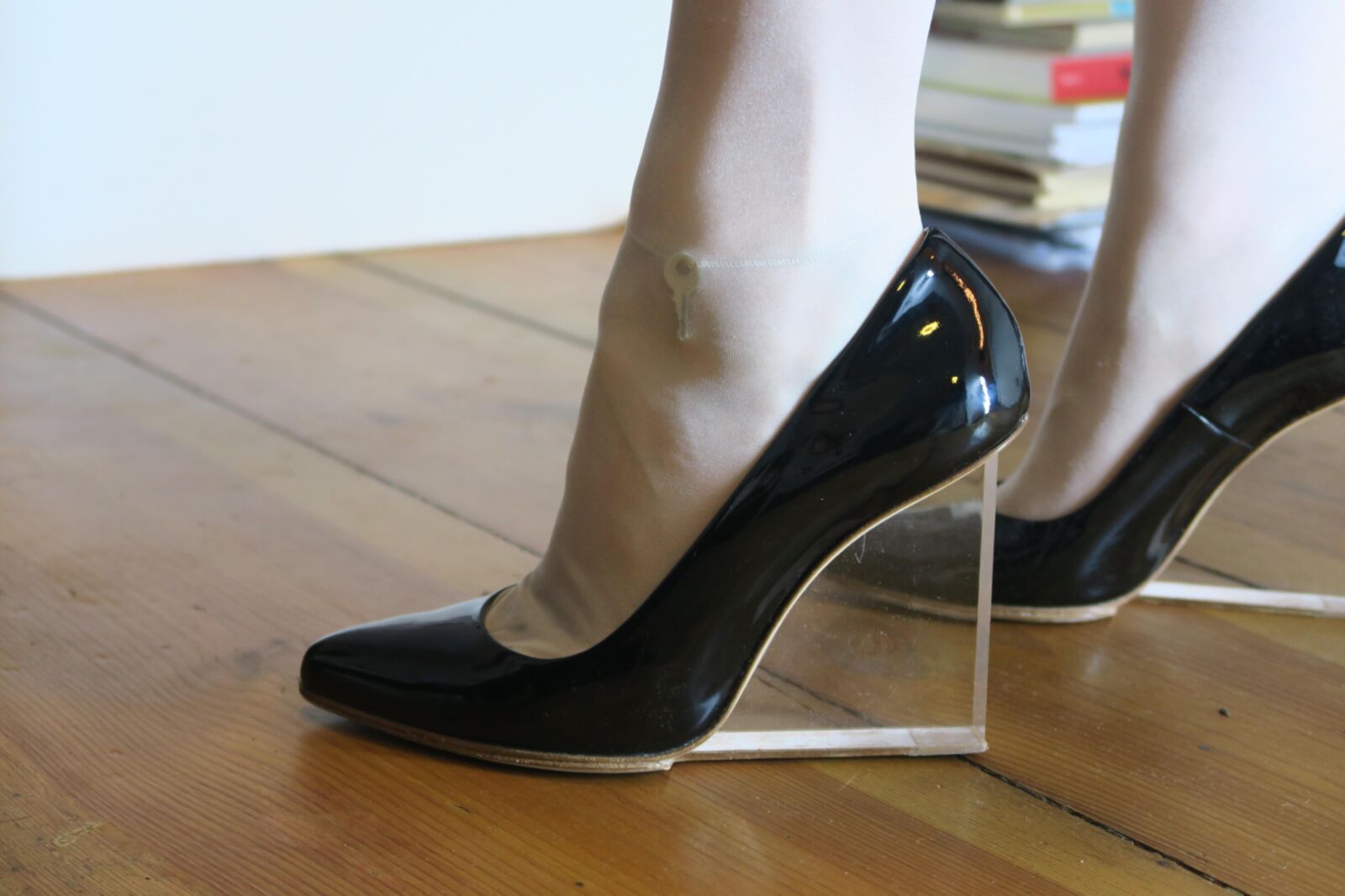 her heels, her keys