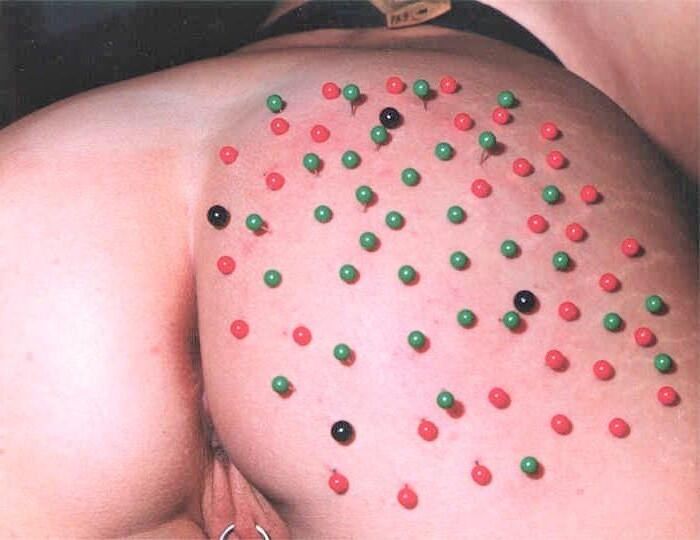 Jeweler's pussy and ass with needles
