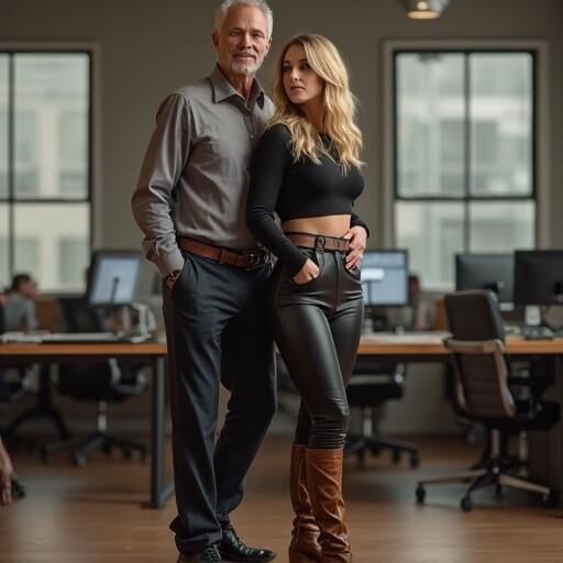 A.I. Leather pants babe loves older