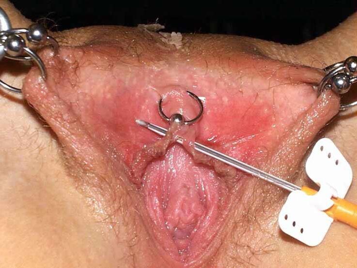 Jeweler's pussy and ass with needles