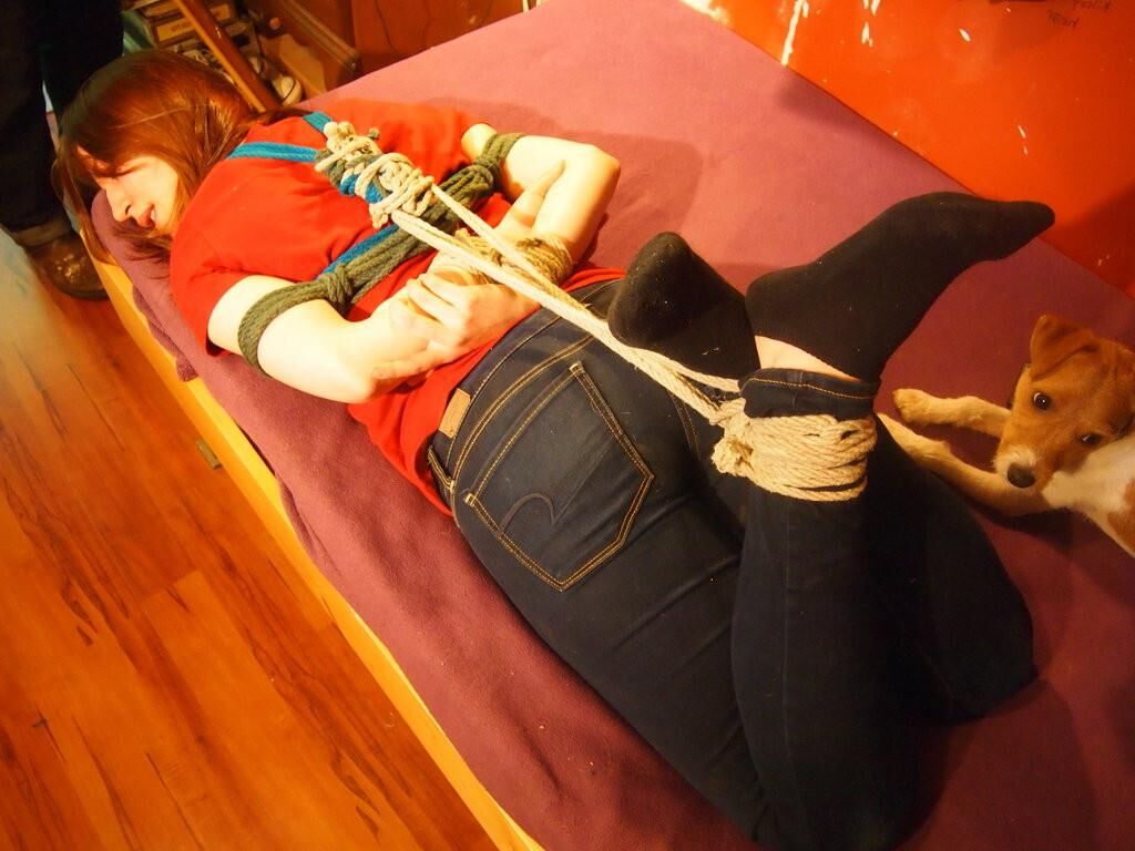 かわいい女の子がhogtied
