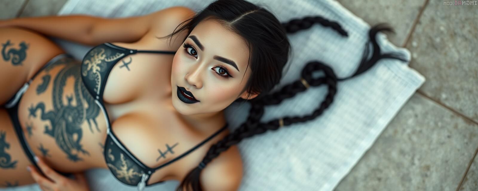 Mulher asiática tatuada não nua