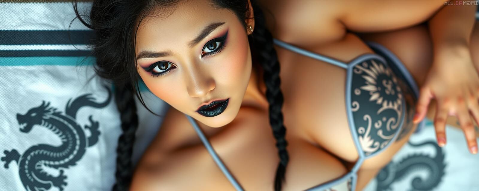 Mulher asiática tatuada não nua