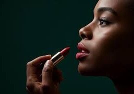 Schwarze Frauen Lippenstiftanwendung