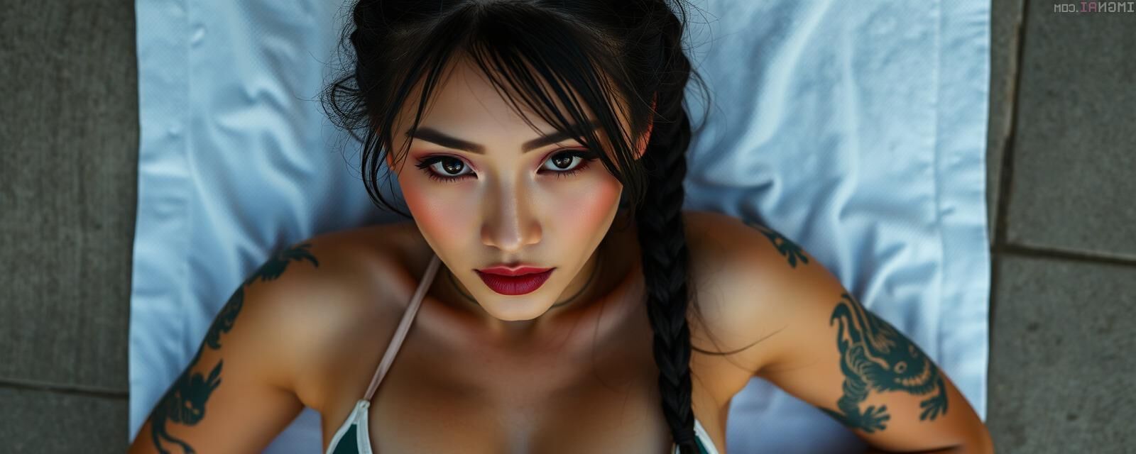 Mulher asiática tatuada não nua