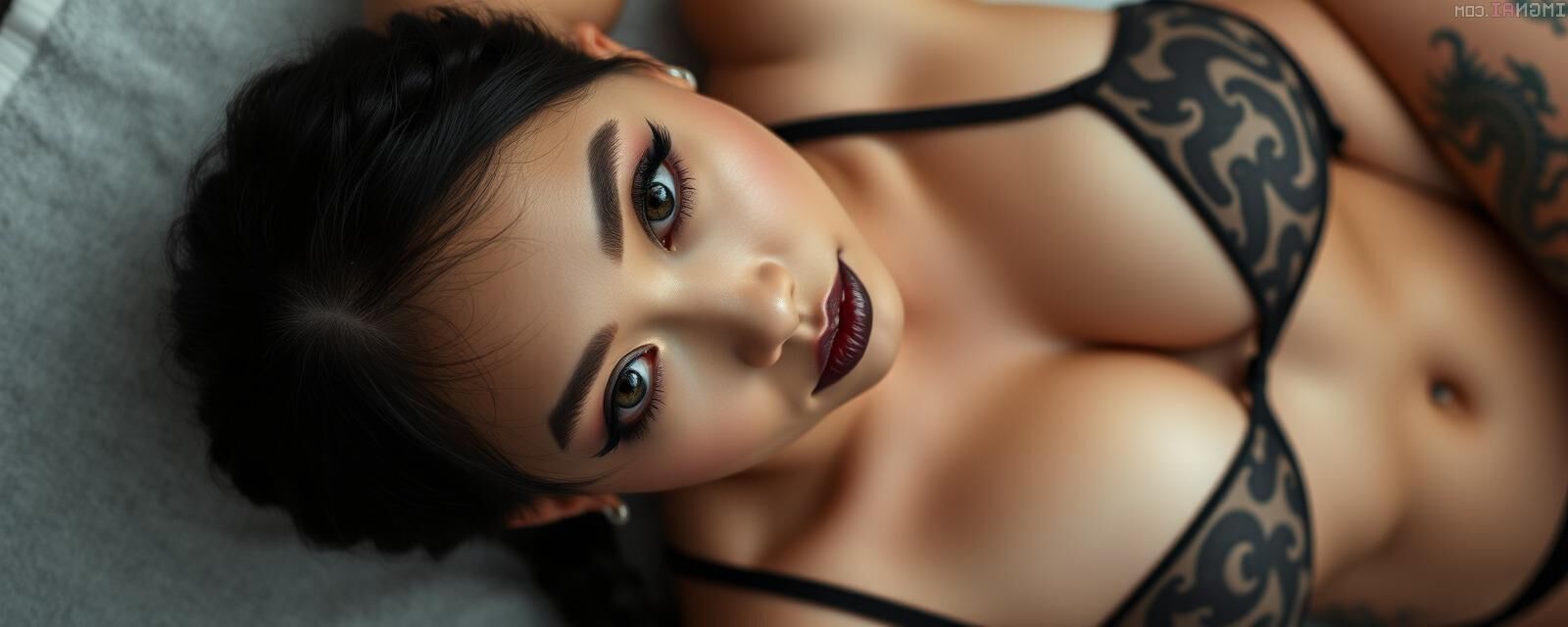 Mulher asiática tatuada não nua