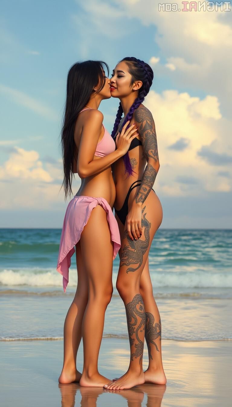 Yi et sa petite amie en bikini, danse et baiser