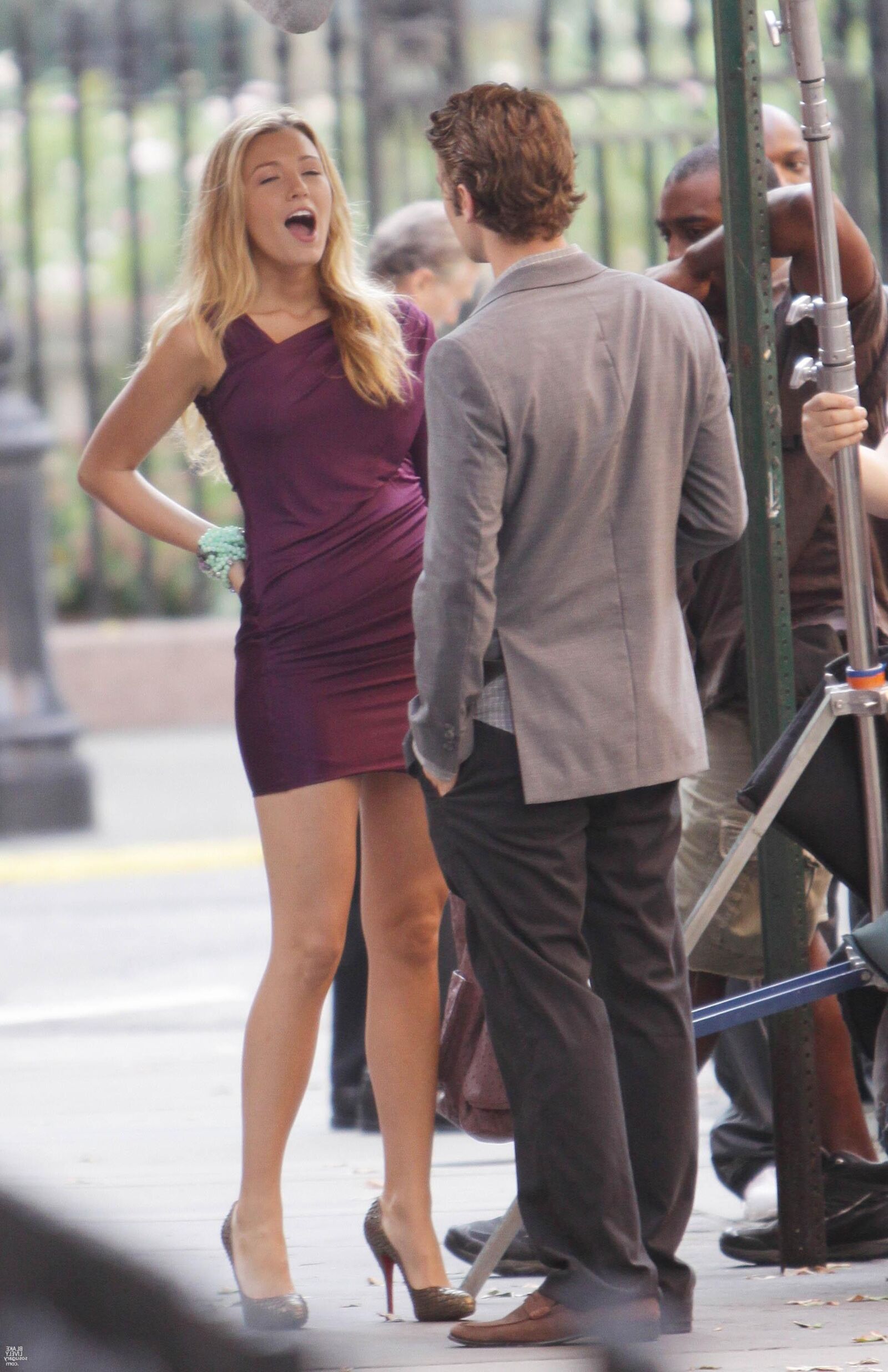Blake Lively filming Gossip Girl, August , 