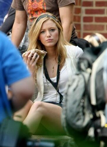 Blake Lively filming Gossip Girl, July , 