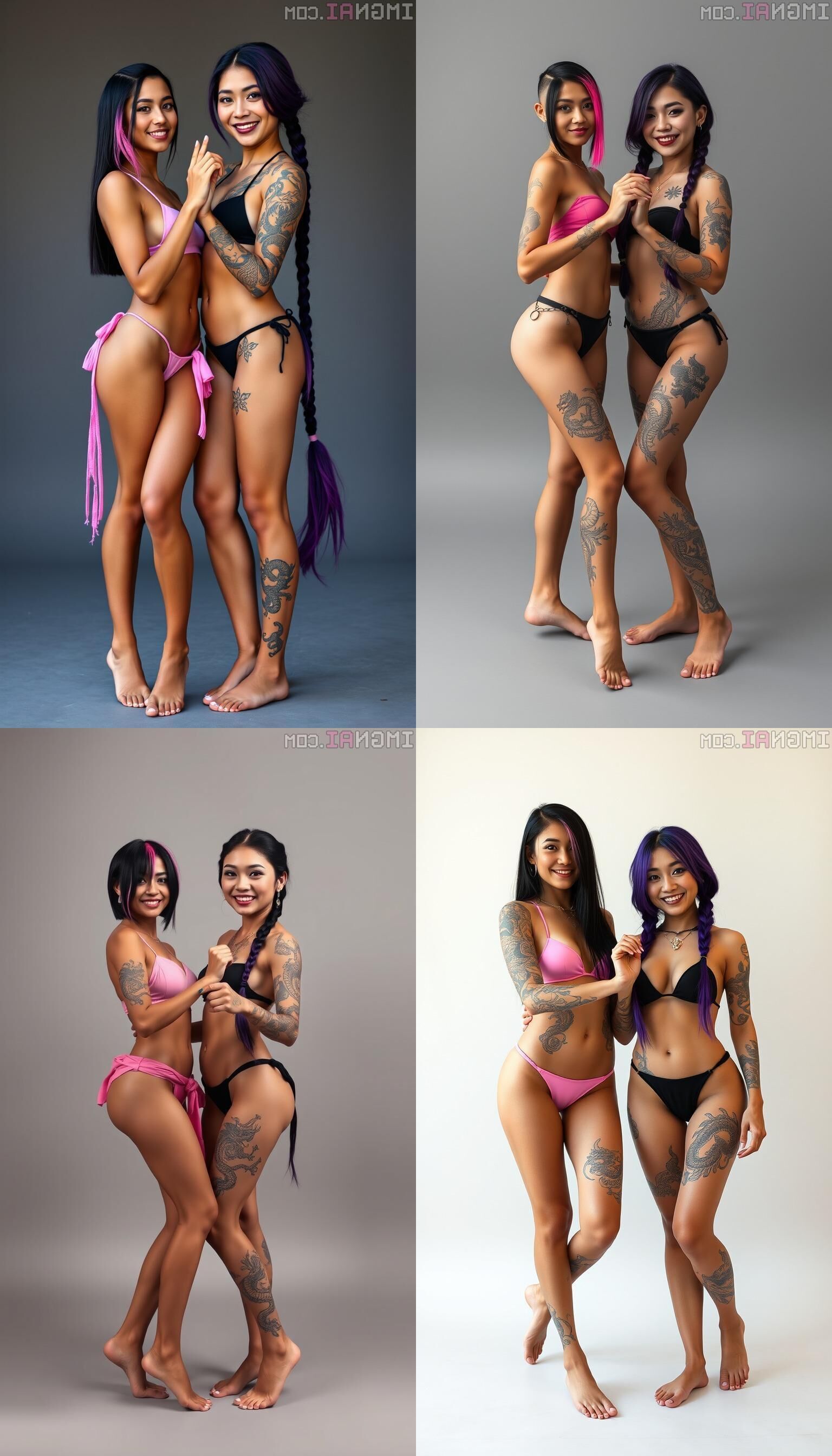 Yi et sa petite amie en bikini, danse et baiser