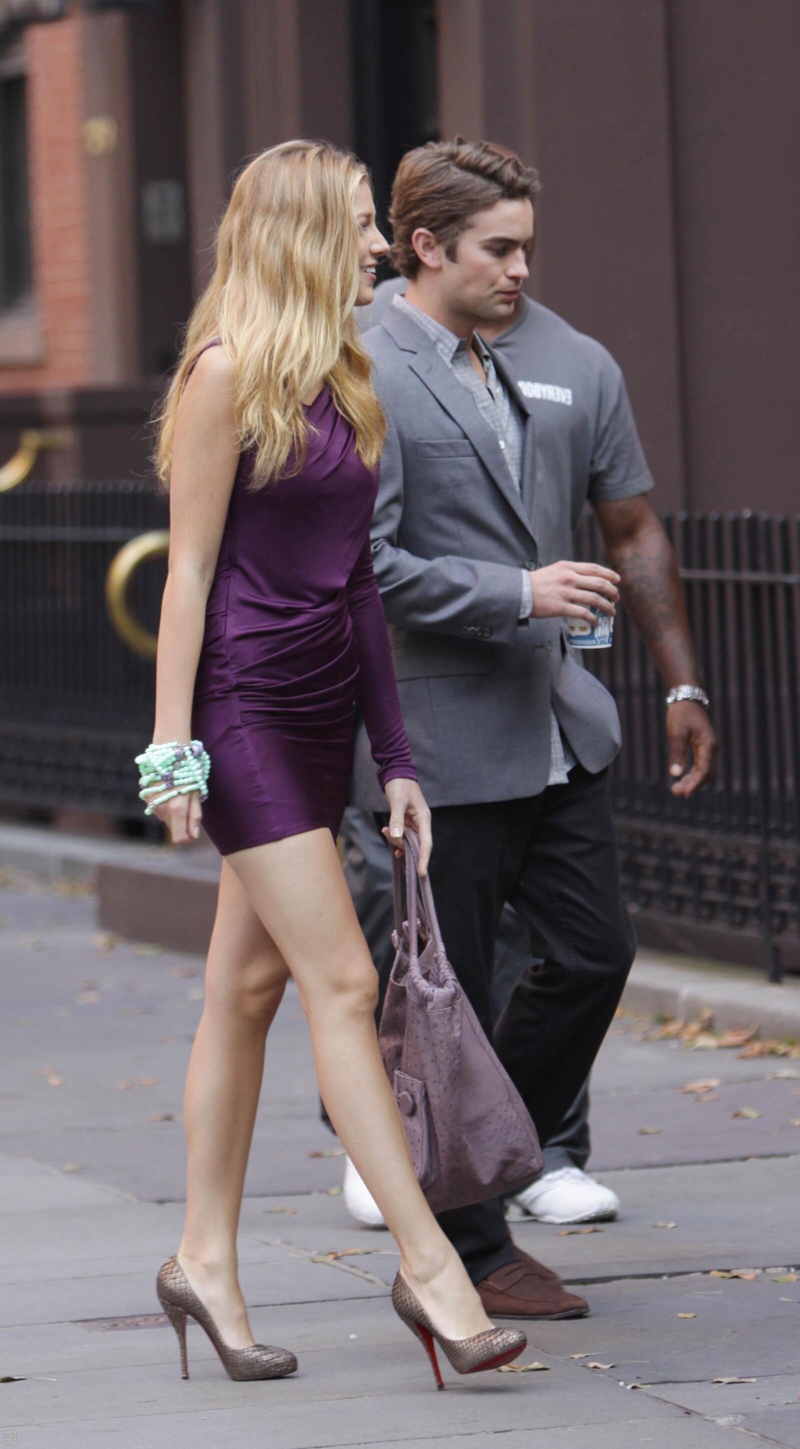 Blake Lively filming Gossip Girl, August , 