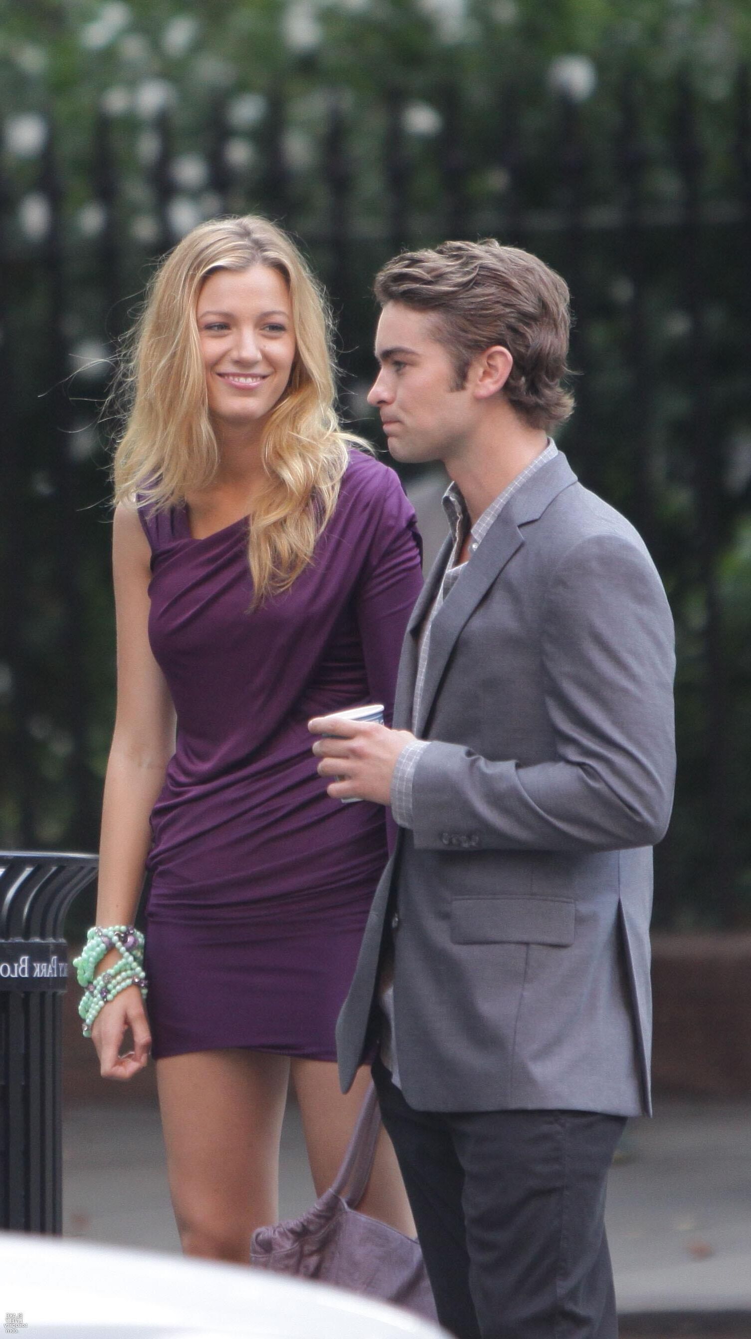 Blake Lively filming Gossip Girl, August , 