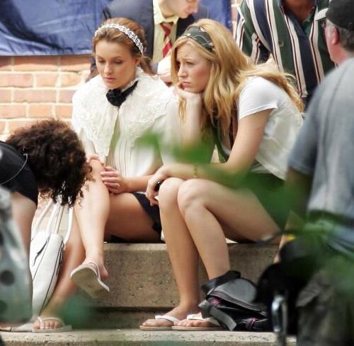 Blake Lively filming Gossip Girl, July , 
