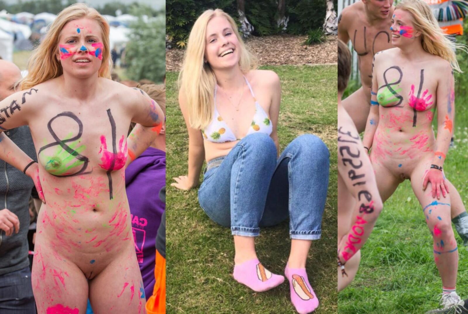 Damas vestidas y desnudas de la red