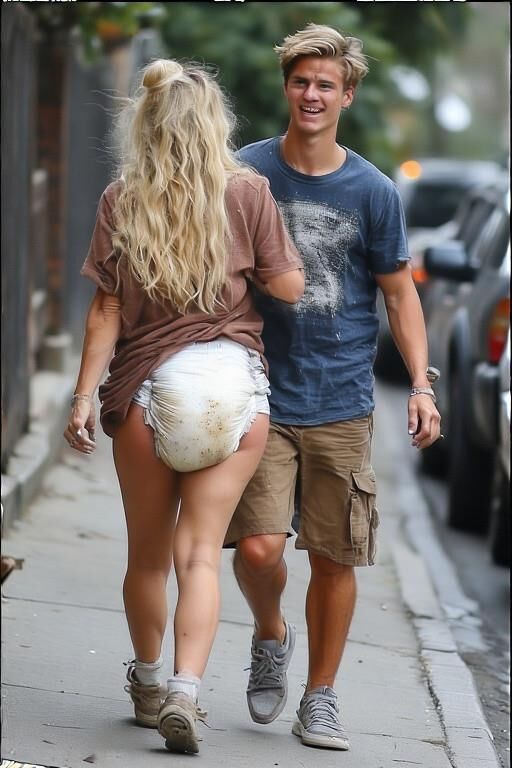 Sons Walk Diaper Moms in Public (AI)
