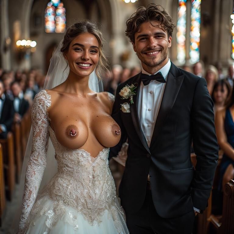 Brías sonrientes con pezones perforados
