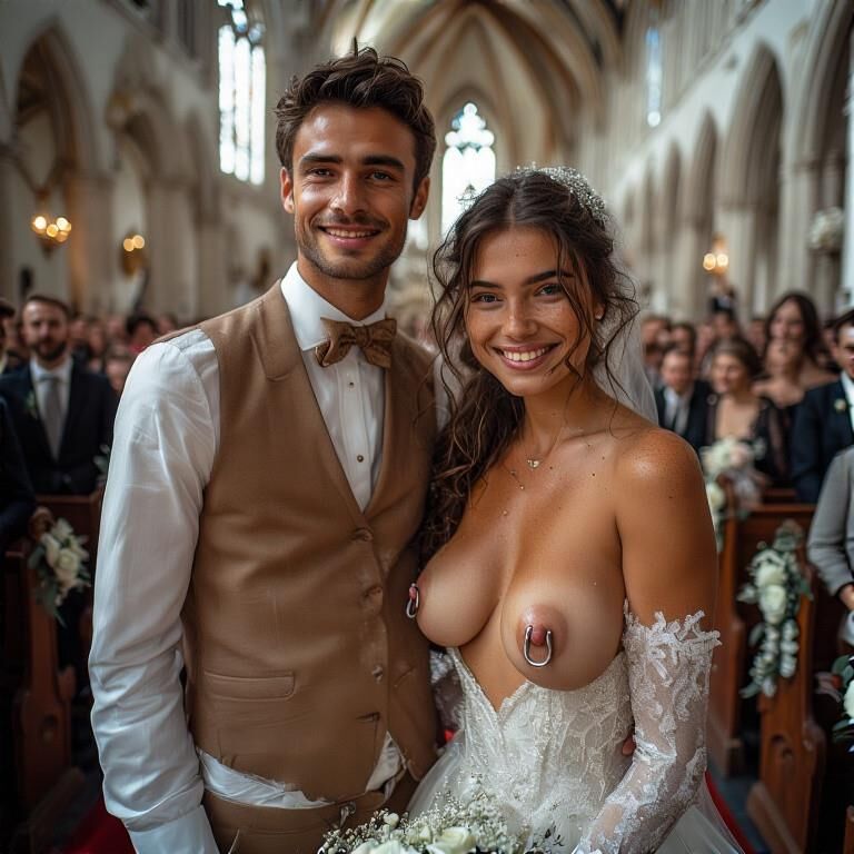 Brías sonrientes con pezones perforados