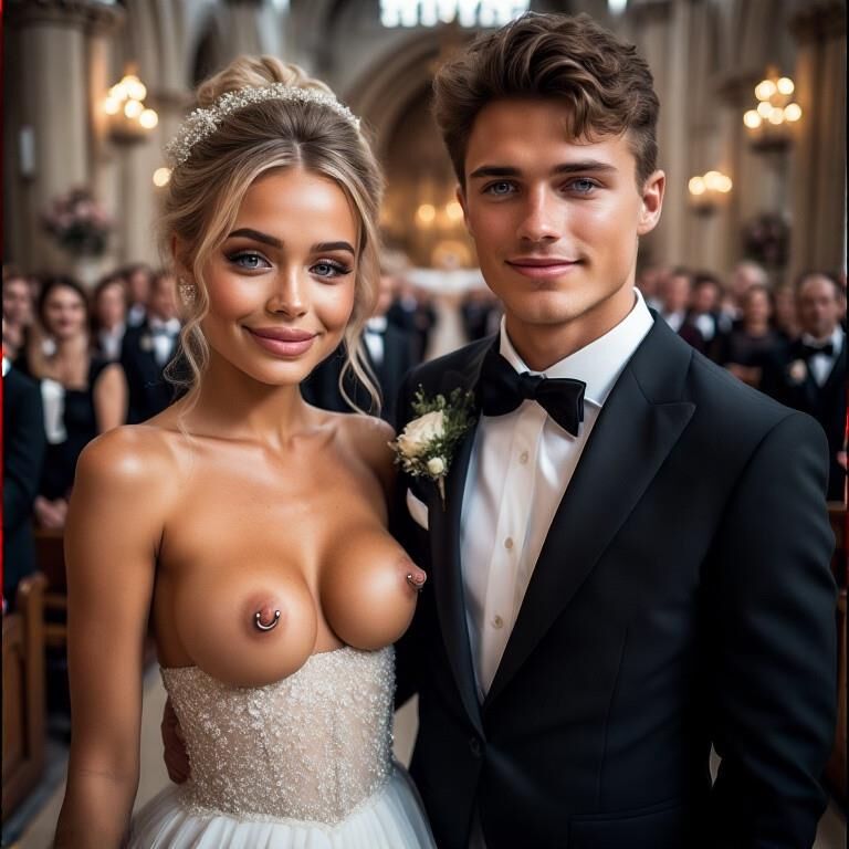 Smiling Brides with Pierced Nipples 