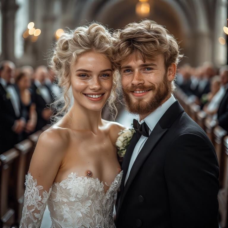 Smiling Brides with Pierced Nipples 