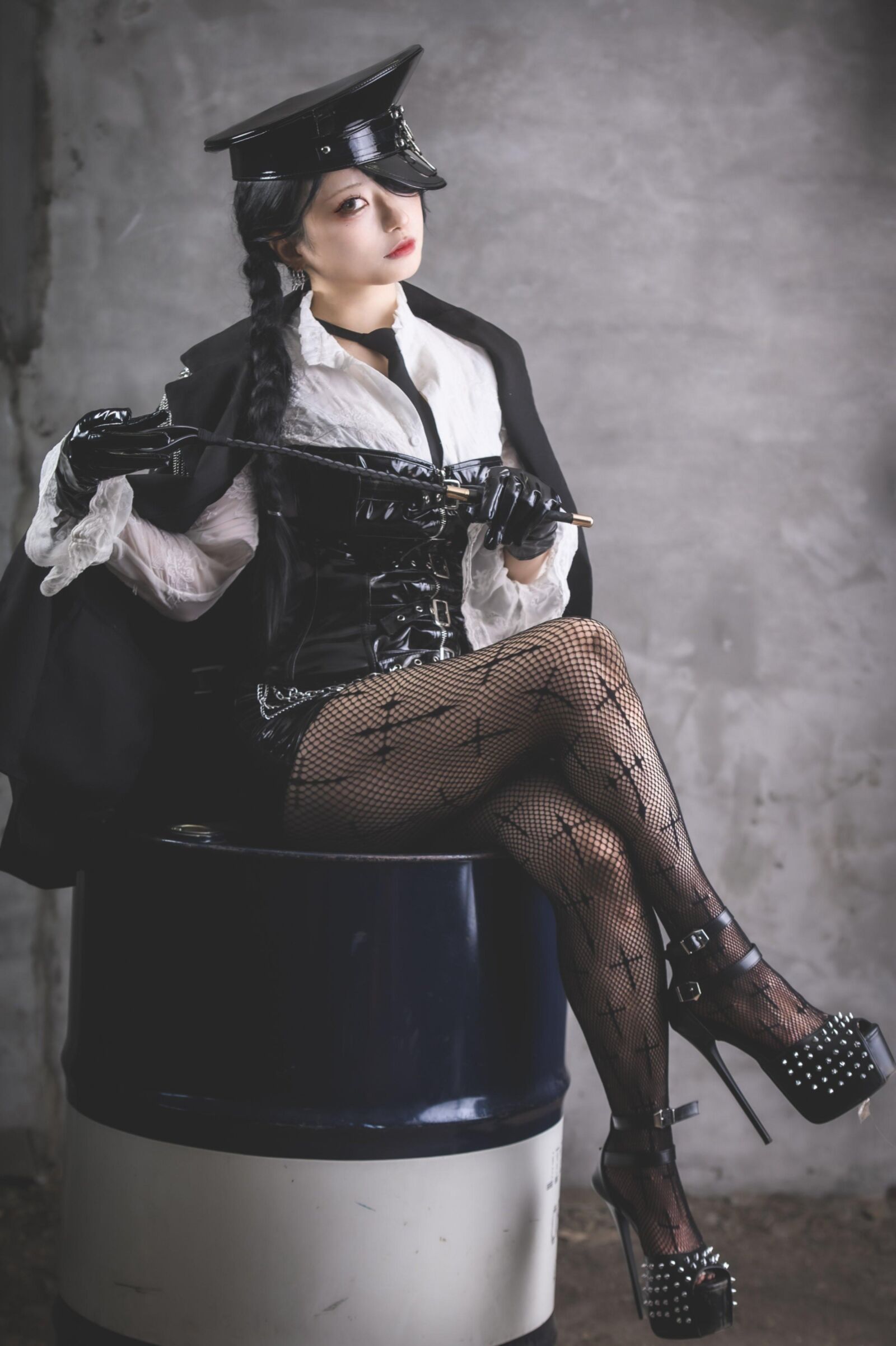 Asiático, falta, nylons