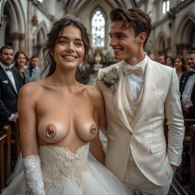 Brías sonrientes con pezones perforados