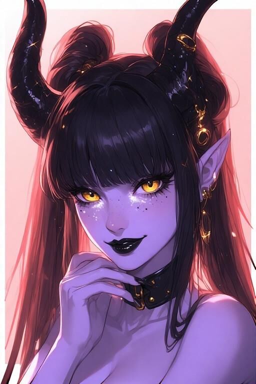 AI Purple Demon Girls Portraits